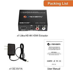 J-Tech Digital 4K30 HDMI Audio Extractor HDMI ARC Converter SPDIF + RCA Output HDCP1.4 Compatible with Dolby Digital/DTS CEC [JTD4KATSW]