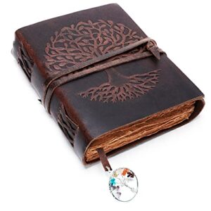 luxeoria handmade genuine leather journal for women, bullet journal notebook for men, personal travel journal diary with unlined paper for writing or sketching | (6″ x 8″ – vintage brown)