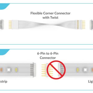 Litcessory 6-Pin to 6-Pin Connector for Philips Hue Lightstrip Plus (15 Pack, White - STANDARD 6-PIN V3)