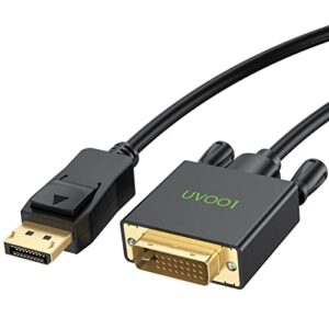 uvooi displayport to dvi cable 6.6 feet, display port (dp) to dvi-d male to male cable adapter compatible with pc, laptop, hdtv, projector, monitor, more- gold-plated