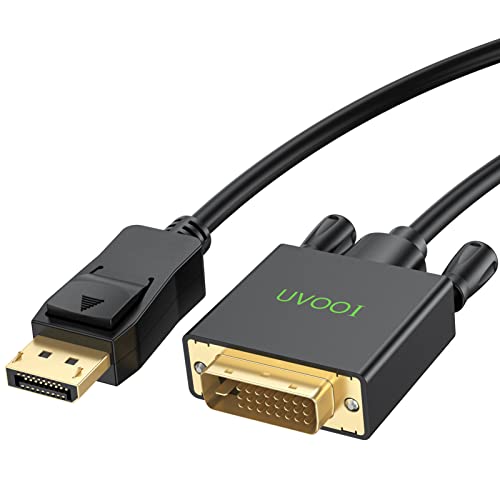 UVOOI DisplayPort to DVI Cable 6.6 Feet, Display Port (DP) to DVI-D Male to Male Cable Adapter Compatible with PC, Laptop, HDTV, Projector, Monitor, More- Gold-Plated