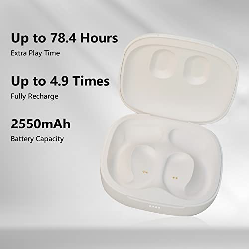 Oladance Open Ear Headphones Bluetooth 5.2 Wireless Earbuds for Android & iPhone, Open Ear Earbuds with Dual 16.5mm Dynamic Drivers, Up to 94 Hours Playtime Waterproof Sport Earbuds -Cloud White