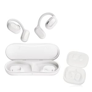 oladance open ear headphones bluetooth 5.2 wireless earbuds for android & iphone, open ear earbuds with dual 16.5mm dynamic drivers, up to 94 hours playtime waterproof sport earbuds -cloud white