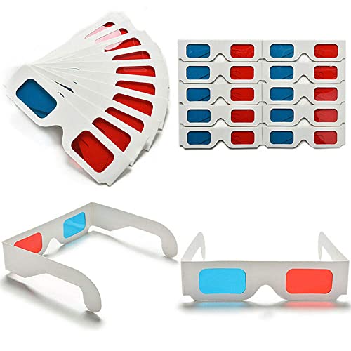 eLUUGIE 100 Pairs 3D Cardboard Glasses Glasses Universal Anaglyph 3D Glasses Cardboard Paper Red Blue Cyan or Movie (100 Pairs)