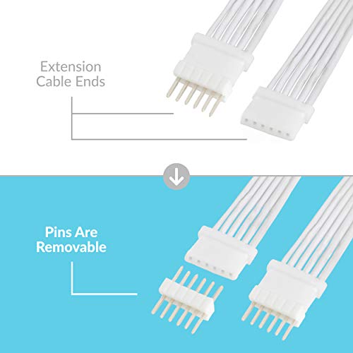 Litcessory Extension Cable for Philips Hue Lightstrip Plus (10ft, 2 Pack, White - Micro 6-PIN V4)