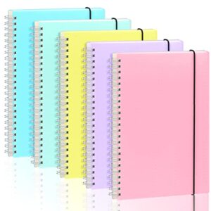 eoout 5 pack dotted spiral notebook, 5.7″ x 8.3″ journal for women, thick plastic cover, 160 pages, 100gsm, back to school, office, artist writing/drawing (candy colors)