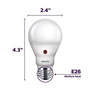 Philips LED Dusk-to-Dawn Outdoor A19 Light Bulb, Flicker-Free, 800 Lumen, Soft White Light (2700K), 8W=60W, E26 Base, 3-Pack (466599)