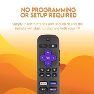 OEM Remote Control for Roku TV No Pairing Includes Volume Control Buttons & Netflix Disney+ Apple TV and HBO Shortcuts (Hisense 3226001217)