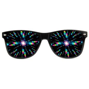 glofx ultimate diffraction glasses – matte black limited edition – rave eyewear, ravewear, edm festivals, light shows, rainbow prism kaleidoscope refraction lenses