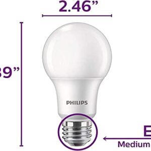 Philips LED- Dimmable A19 Light Bulb, EyeComfort Technology, 800 Lumen, Daylight (5000K), 8.8W=60W, E26 Base, Title 20 Certified, 4 Bulbs