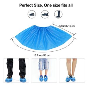 Hitituto Shoe Covers Disposable Non-slip for Indoors -100 Pack (50 Pairs) Waterproof Premium CPE Booties Shoes Protectors Coverings, fits up to size 11 US Men and 13 US Women, Blue, Large