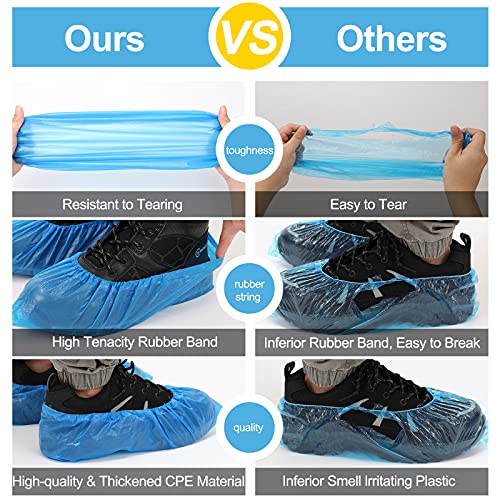 Hitituto Shoe Covers Disposable Non-slip for Indoors -100 Pack (50 Pairs) Waterproof Premium CPE Booties Shoes Protectors Coverings, fits up to size 11 US Men and 13 US Women, Blue, Large