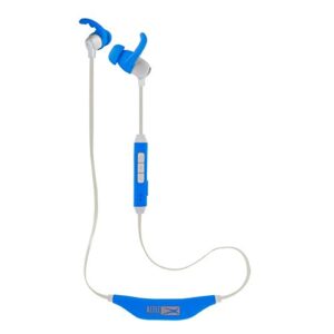 altec lansing mzw101-blu bluetooth earphones, waterproof in-ear earbuds, boasting up to 6 hours of battery life, usb charge cable included, on-board microphone, 33-ft wireless range, blue