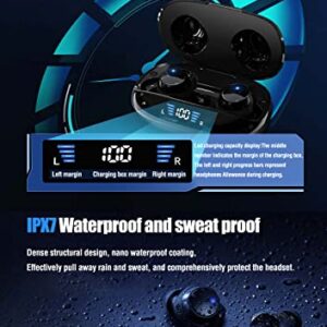 True Wireless Earbuds Bluetooth 5.3 Ear buds for iPhone Android TWS Waterproof IPX7 Earbuds in Ear Headphones for Sports Workout Running Gym Wireless Bluetooth Deep Bass Earphones with Microphone