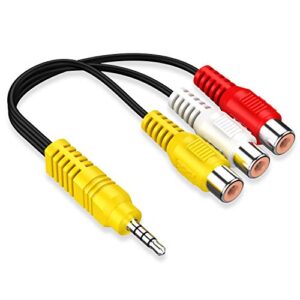 3.5mm to 3 rca cable ，video av component adapter cable replacement for tcl tv, 3 rca to av input adapter – 23cm/9in