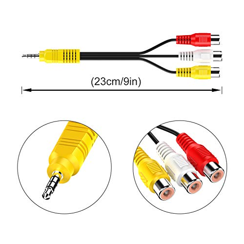 3.5MM to 3 RCA Cable ，Video AV Component Adapter Cable Replacement for TCL TV, 3 RCA to AV Input Adapter - 23CM/9in