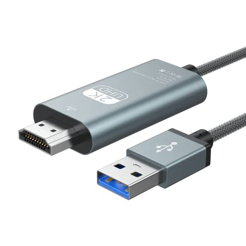 USB to HDMI Cable 6ft, USB 3.0 to HDMI Cable Adapter Male HD 1080P Monitor Suuport Audio Video for Monitor TV / Computer Mac OS Windows 10/8/7/Vista/XP