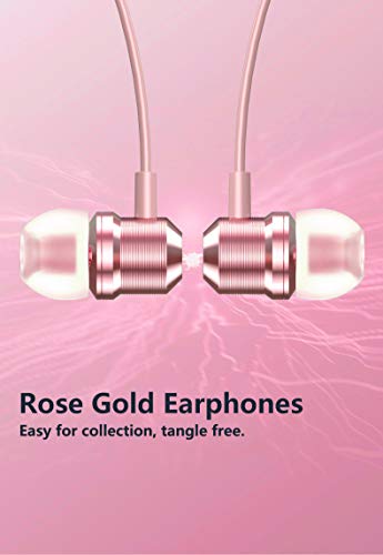 TXHUTSOG Rose Gold Earbuds, Wired in Ear Headphones, Stereo Bass Earphones with Micphone, Sport Running Headphones with Volume Control, Women Earphones Compatible with Smartphones Mp3 Tablet Laptop