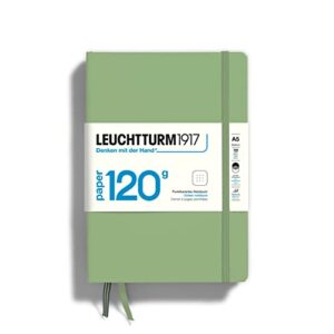 leuchtturm1917 – 120g special edition – medium a5 dotted hardcover notebook (sage) – 203 numbered pages with 120gsm paper