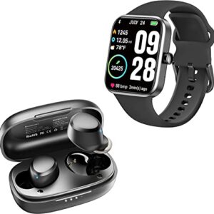 TOZO A1 Mini Wireless Earbuds Bluetooth 5.3 Black & TOZO S2 44mm 2023 Smart Watch Alexa Built-in Fitness Tracker Black