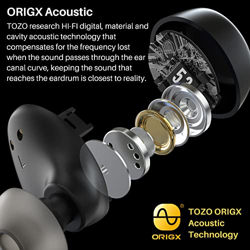 TOZO A1 Mini Wireless Earbuds Bluetooth 5.3 Black & TOZO S2 44mm 2023 Smart Watch Alexa Built-in Fitness Tracker Black