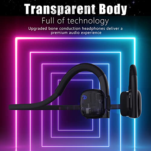 2022 New Wireless Bone Conduction Headphones Bluetooth 5.3 Open-Ear Earphones Wireless Sports Headset Waterproof Earbuds with Mic Phone Call Music for Workouts Running Driving Working Gaming (Black)