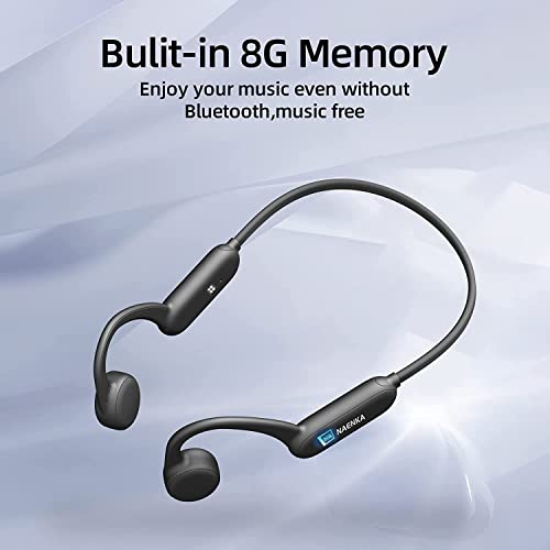 NANKA Bone Conduction Headphones, IPX8 Waterproof Headphones with MP3 Player Built-in 8G Memory, Bluetooth Open Ear Headphones with CVC6.0 Mic for Swimming Running Cycling Driving Gym