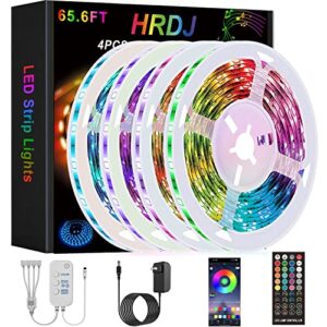 hrdj led strip lights 65.6ft smart led lights with app control remote, smd 5050 rgb led lights for bedroom, music sync color changing lights for party