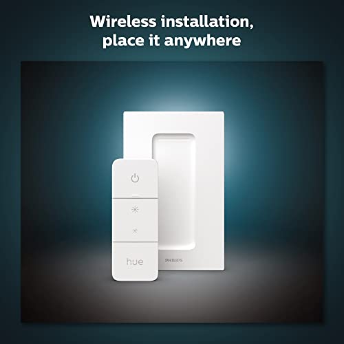 Philips Hue Smart Bundle: 2-Pack White A19 Bluetooth + V2 Dimmer Switch (Hue Hub Optional, Compatible with Alexa, Google Assistant)