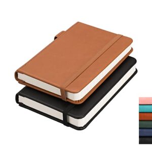 rettacy pocket notebooks,2-pack small notebook hardcover mini journal with 312 pages,100gsm thick lined paper with inner pockets & page numbering,3.5″ x 5.5″