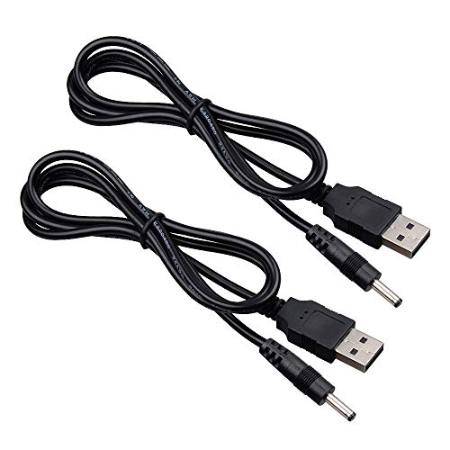 Onite 2pcs of 6.6ft 2m USB to DC 3.5x1.35mm Barrel Jack Power Cable Plugs Power Cord for USB Lights, USB Fans, Cartoon Watches, Radiators, 5V Mini Speakers, USB HUB