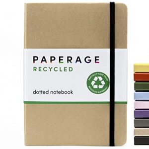 paperage recycled dotted journal notebook, (kraft natural brown), 160 pages, medium 5.7 inches x 8 inches – 100 gsm thick paper, hardcover