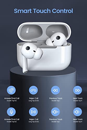 PANKELA Wireless Earbuds, Bluetooth 5.3 Headphones with Stereo HD Mics, Wireless Headphones ENC Noise Cancelling Earbuds, 30H Playtime Sports for iOS Andoird