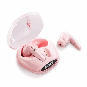 wireless bluetooth earbuds,tws bluetooth 5.1 earphones with microphone,long battery life wireless ear buds, in-ear headsets hifi stereo headphones for sports, home,office, fit for women girl pink