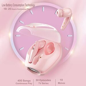 Wireless Bluetooth Earbuds,TWS Bluetooth 5.1 Earphones with Microphone,Long Battery Life Wireless Ear buds, in-Ear Headsets HiFi Stereo Headphones for Sports, Home,Office, Fit for Women Girl Pink