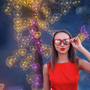 4pcs Heart Effect Diffraction Glasses That Turn Lights into Hearts,Heart Glasses Effects for Parties 3D Light Effect Glasses for Girls Women Halloween Special Glasses