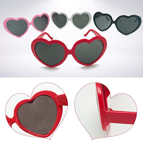 4pcs Heart Effect Diffraction Glasses That Turn Lights into Hearts,Heart Glasses Effects for Parties 3D Light Effect Glasses for Girls Women Halloween Special Glasses