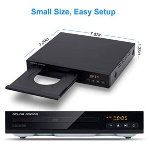 atune analog DVD Player 1080P Supported, All Region Free CD Disc Players, with NTSC/PAL System, HDMI AV Coaxial Output, Compact Design, Cables & Remote Control Apply for Home TV, Black