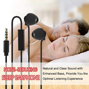 Ururtm Sleeping Headphones Earphones, Soft Comfortable Silicone Noise Isolating Earbuds with Mic Earplugs for Nighttime, Insomnia, Travel, Sport, Meditation & Relaxation (Black)