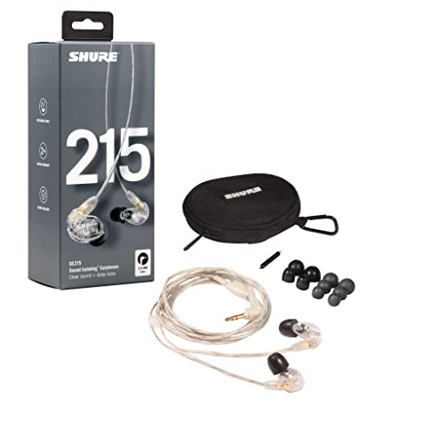 Shure SE535-CL Professional Sound Isolating Earphones - Clear & SE215 PRO Wired Earbuds-Professional Isolating Earphones Sound and Deep Bass, Single Dynamic MicroDriver