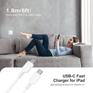 30W USB C Fast Charger, USB-C Power Adapter PD 3.0 GaN Charger for iPad Pro 12.9, 11 inch 2021/2020/2018, New Mini 6, Air 5th/4th, MacBook Air 13 12 inch, Google Pixel 6, 6ft USB C to C Cable(White)