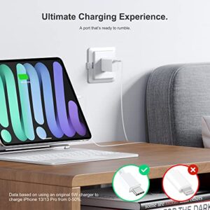 30W USB C Fast Charger, USB-C Power Adapter PD 3.0 GaN Charger for iPad Pro 12.9, 11 inch 2021/2020/2018, New Mini 6, Air 5th/4th, MacBook Air 13 12 inch, Google Pixel 6, 6ft USB C to C Cable(White)