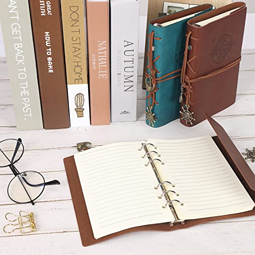 EOOUT 2pcs Leather Writing Journal, Vintage Spiral Refillable Notebook, Travel Journal for Women and Men, 5 x 7.25 Inches, 80 Sheets, 160 Pages