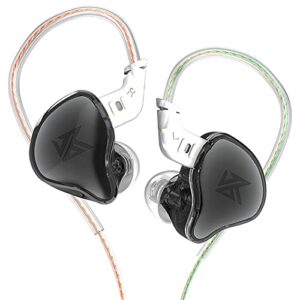 kz edc in-ear monitors, hifi stereo stage/studio iem wired noise isolating sport earphones/earbuds/headphones with detachable cable for musician audiophile (without mic, black)