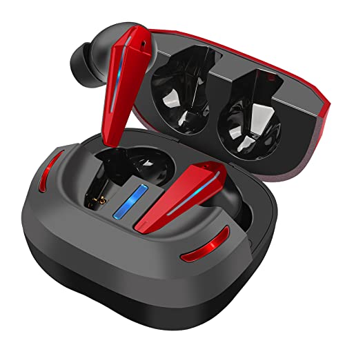 CAIMOSHY Wireless Bluetooth Earbuds 50Hrs Playtime with Clear Call Low Latency Sweatproof Waterproof Earbuds for Gaming and Sports (Red)