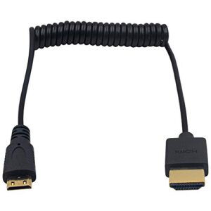 duttek mini hdmi to hdmi cable, hdmi to mini hdmi cable, ultra-thin hdmi male to mini hdmi male coiled cable support 4k ultra hd, 1080p, 3d,for projector, monitor, camcorder(hdmi 2.0) (1.2m/4ft)