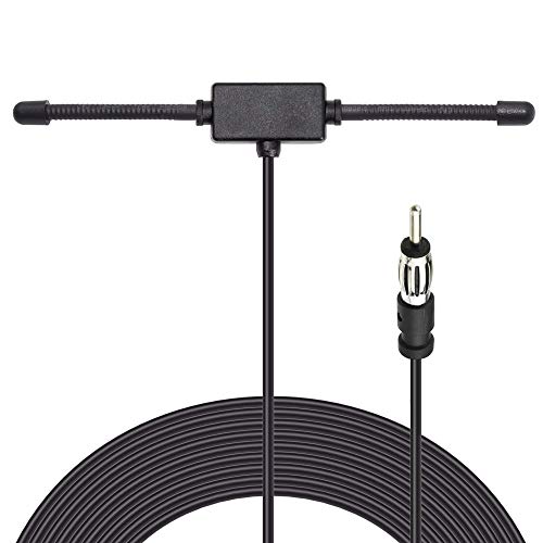 Bingfu Universal Car Stereo AM FM Dipole Antenna,Hidden Adhesive Mount AM FM Radio Antenna for Vehicle Car Truck SUV Radio Stereo Head Unit Receiver Tuner,10 feet Cable DIN Plug Connector