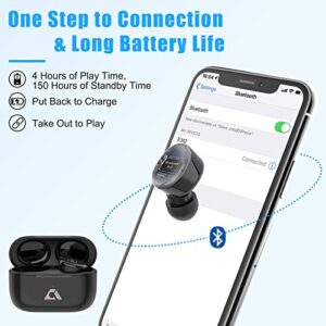 Ankbit E302 True Wireless Earbuds Bluetooth Headphones with Microphone, TWS in Ear Stereo Headset, IPX8 Waterproof, Hi-Fi Deep Bass Earphones for Sports/Work, Compatible with iPhone & Android