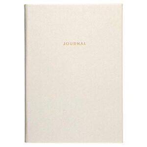 eccolo medium lined journal notebook, hardbound cover, a5 writing journal, 256 ruled ivory pages, ribbon bookmark, lay flat, notebook for work or school (white, 5.75-x-8.25 inches)