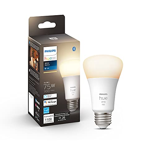Philips Hue White and Color Ambiance A19 E26 LED Smart Bulb & White A19 Medium Lumen Smart Bulb, 1100 Lumens, Bluetooth & Zigbee Compatible (Hue Hub Optional), 1 Bulb